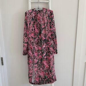 H&M Pink and Black Long Sleeve Dress
